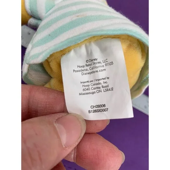 Disney Hoop Retail Stores 7 Inch Winnie the Pooh Lovie Green and White Striped N - Picture 5 of 7